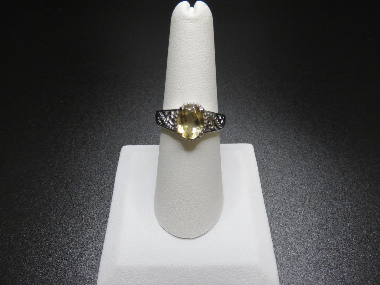Brazilian Citrine Solitaire Ring in Stainless Steel (Size 7) 1.60 ctw