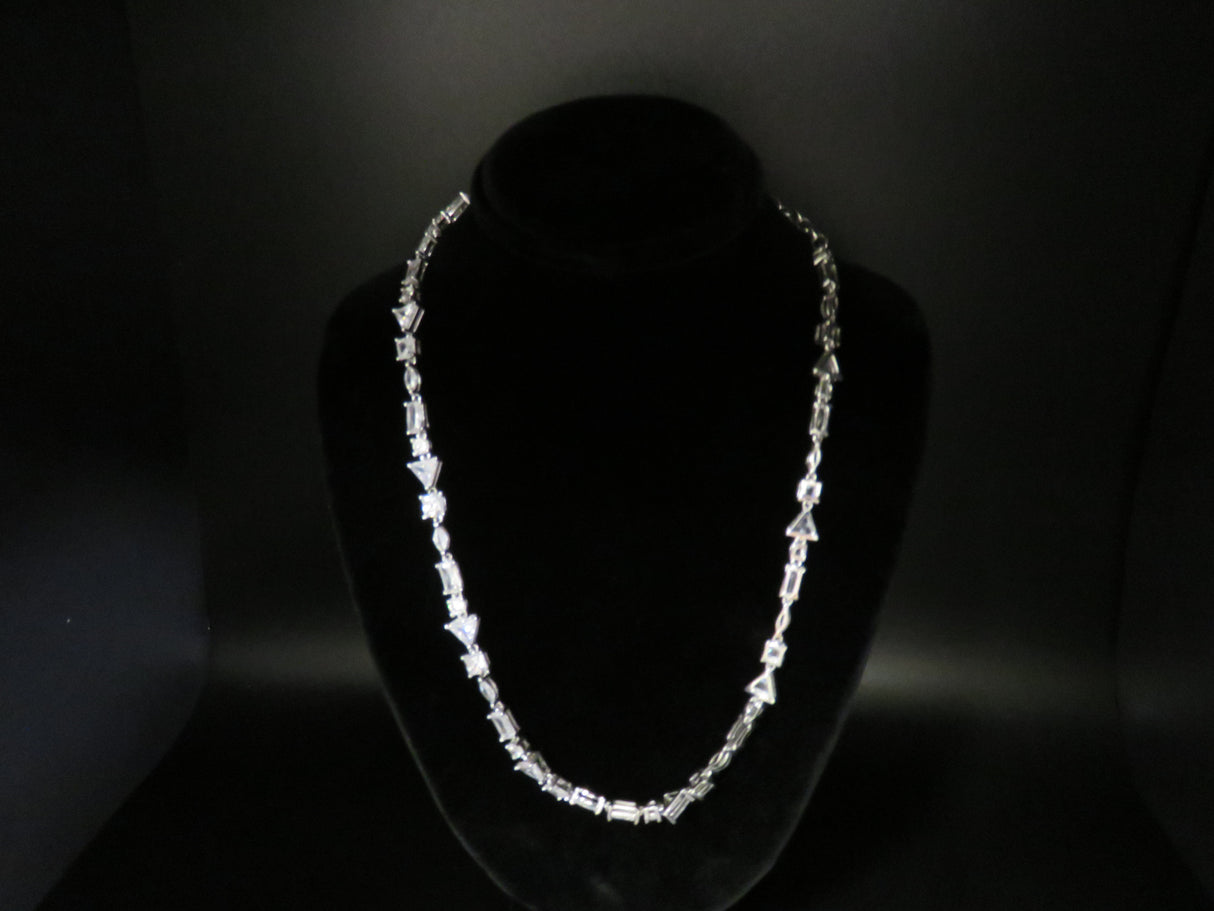 Finest CZ 20.50 Ctw 13"-16" Rhodium over Sterling Silver