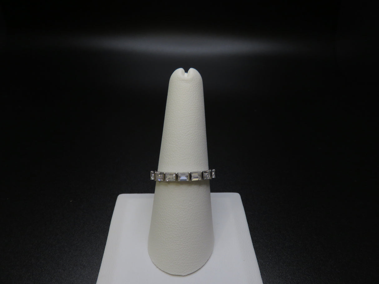 White Cubic Zirconia Platinum over Sterling Silver Ring Size 7