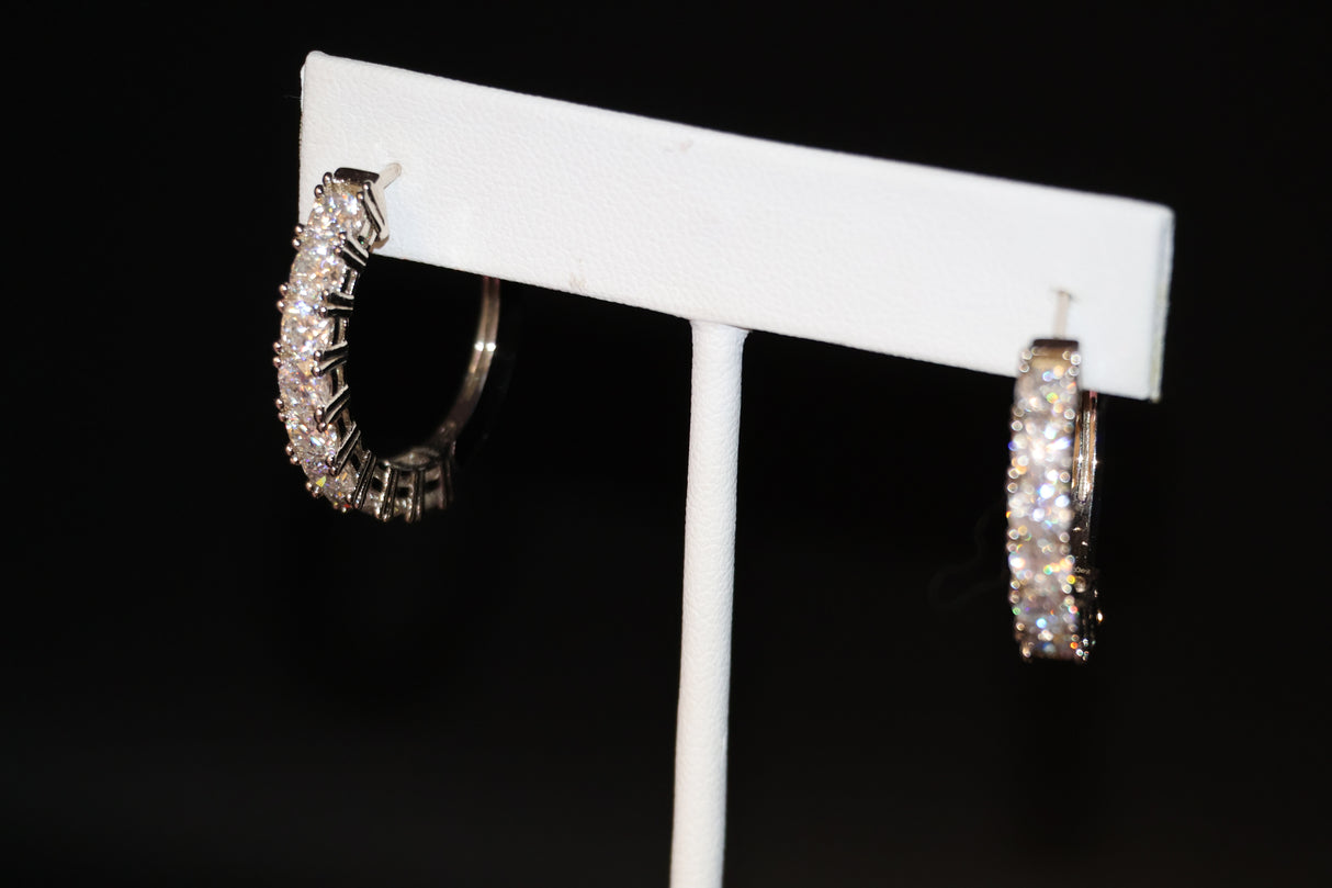 Moissanite Hoop Earrings 2 ctw Plat / SSilver
