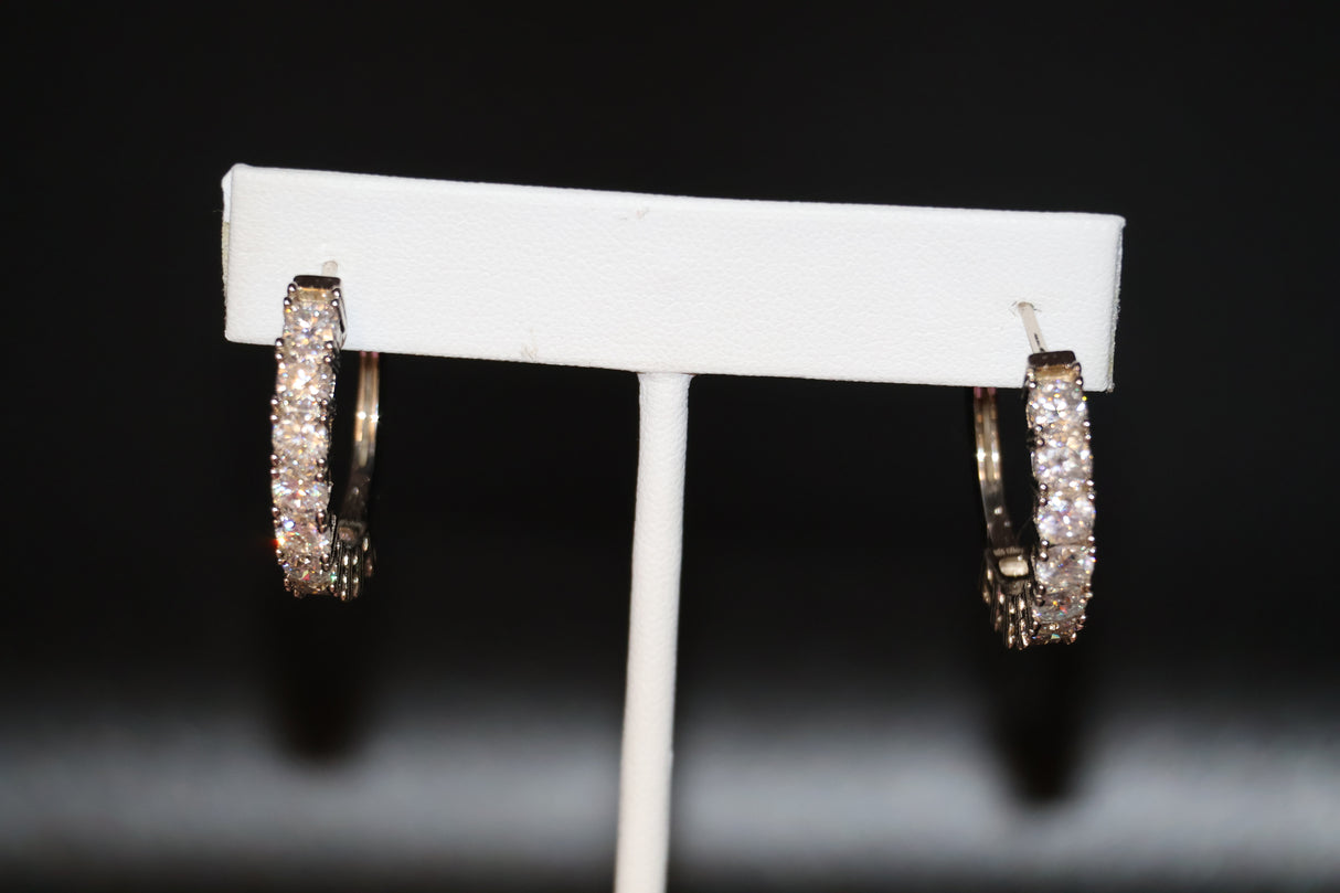 Moissanite Hoop Earrings 2 ctw Plat / SSilver