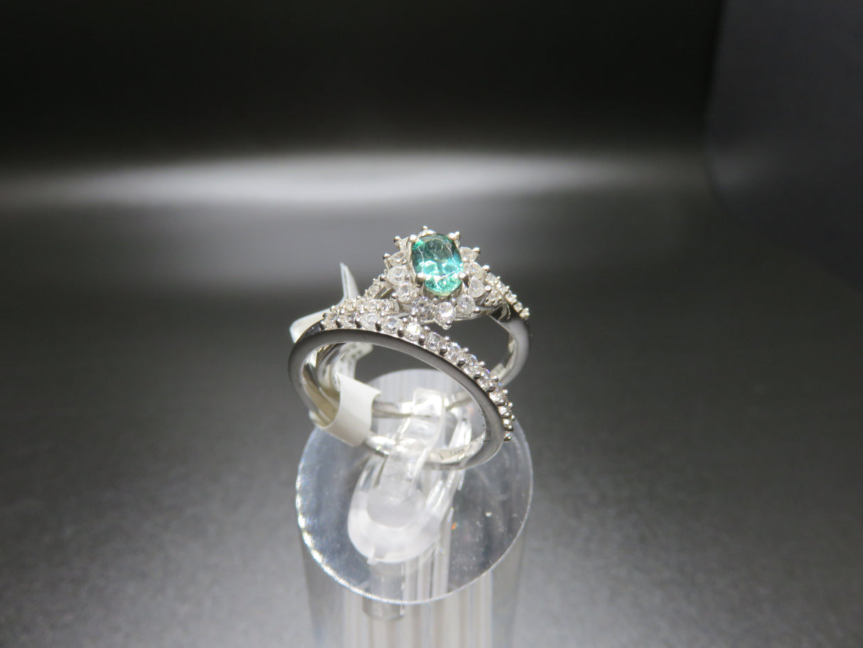 Indian Ocean Apatite White Zircon Platinum over Sterling Silver 1.40 ctw SZ:7