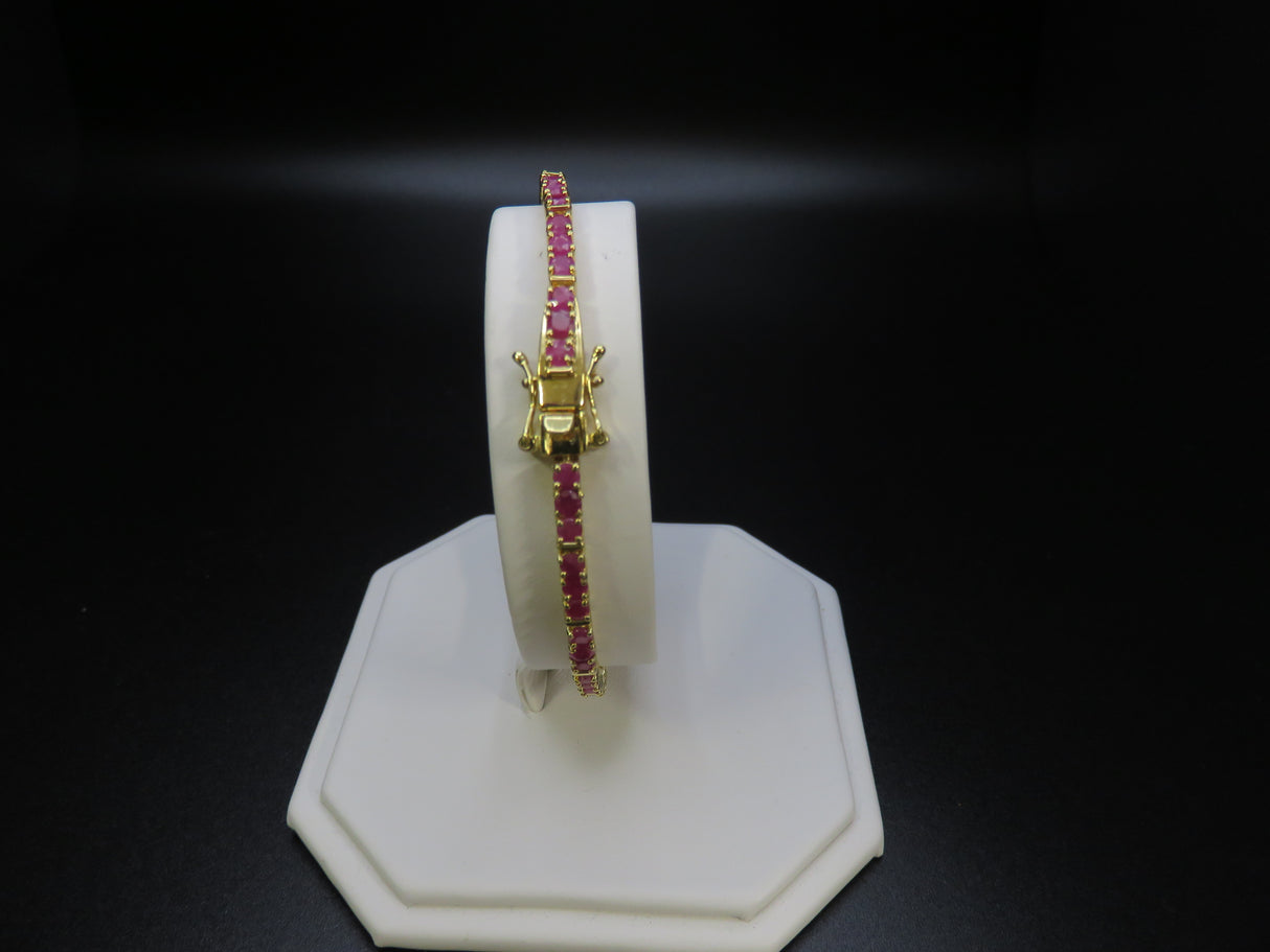 Karis Ruby Tennis Bracelet in 18k Yellow Gold Plated 7.25 inch 6.85 ctw