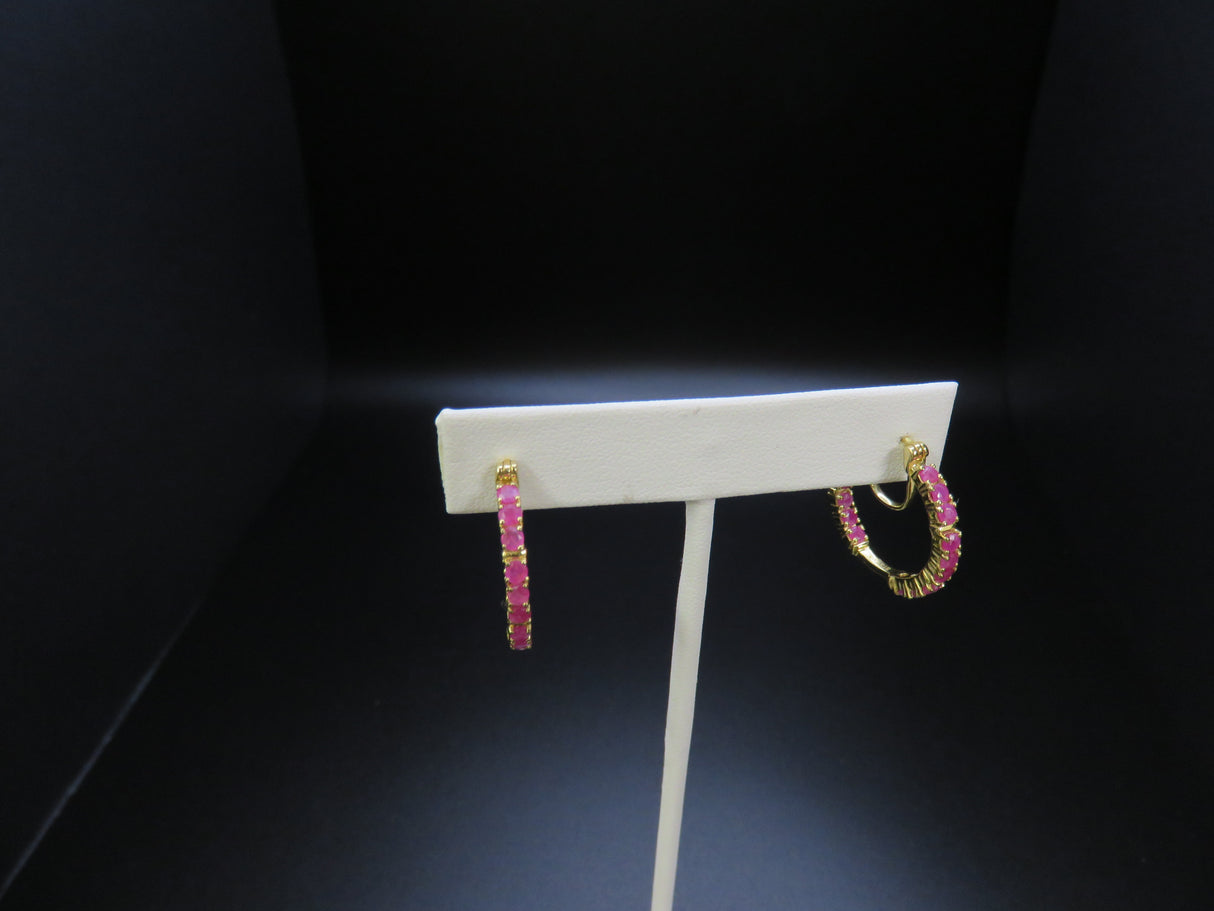 Karis Ruby Inside-Out Hoop Earrings in 18k Yellow Gold Plated 3.00 ctw