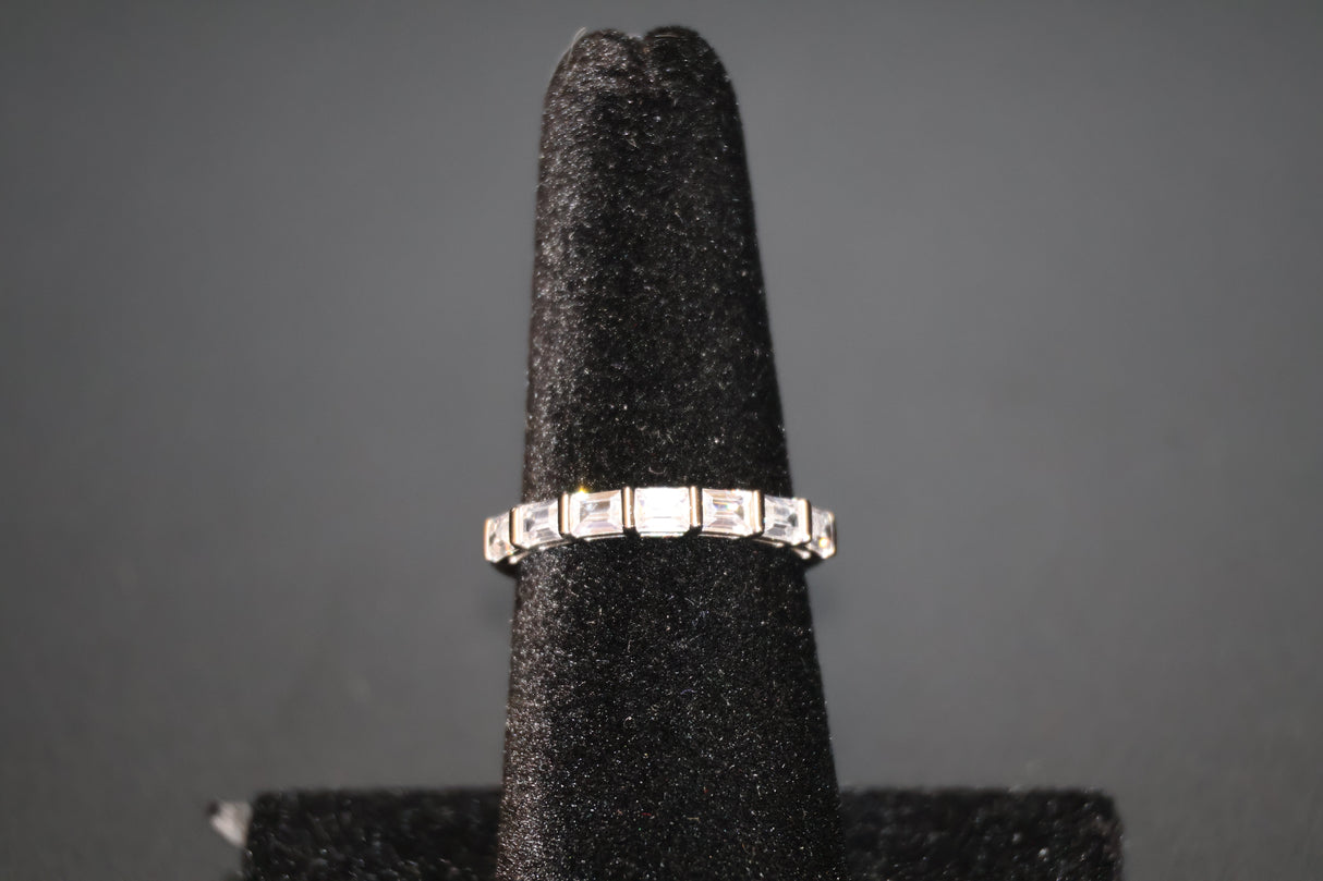 White Cubic Zirconia Platinum over Sterling Silver Ring Size 7