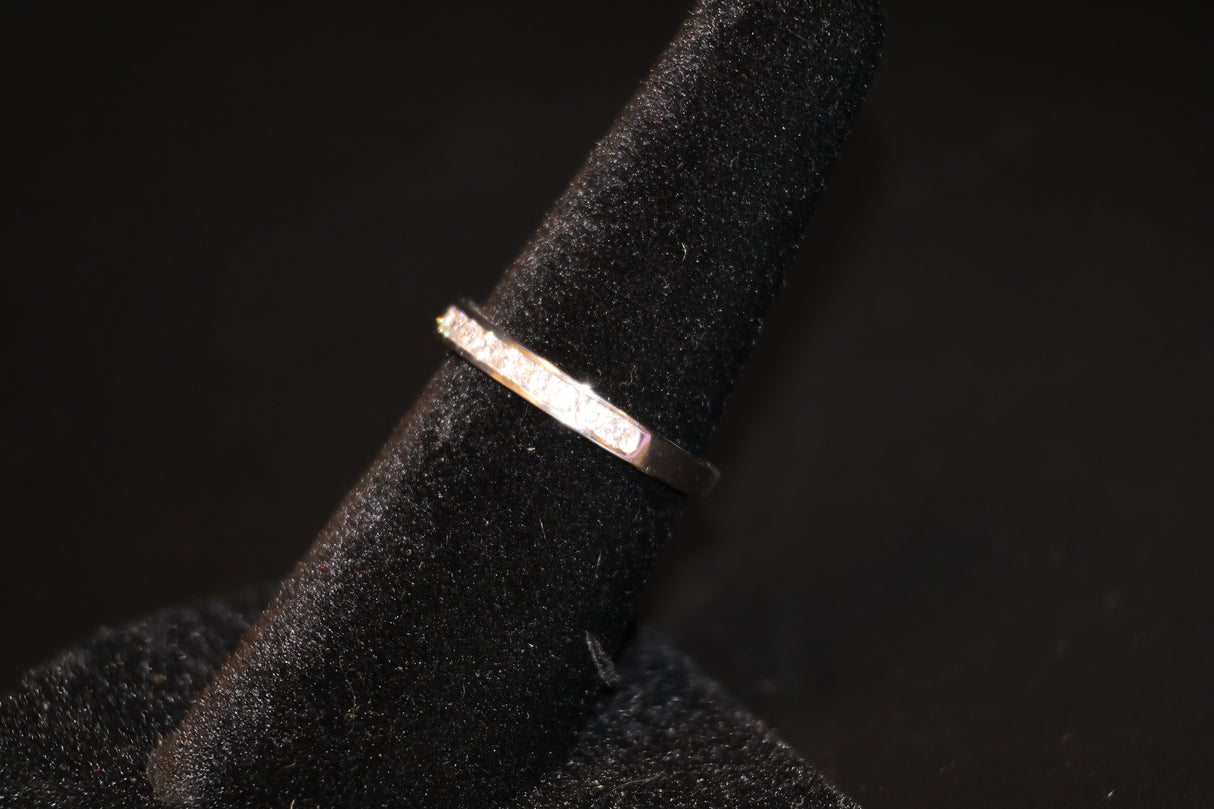 White Cubic Zirconia Platinum over Sterling Silver Ring Size 7