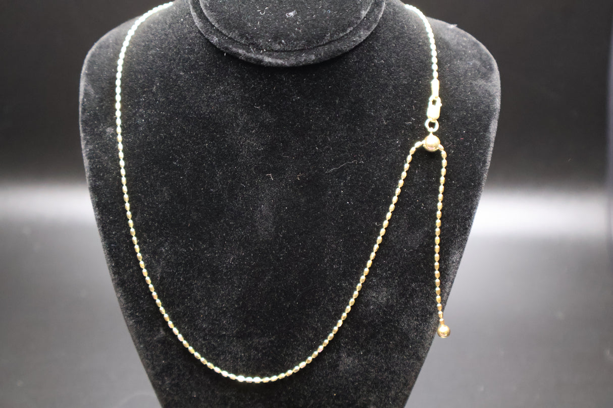 18k Yellow Gold Over Sterling Silver 1.3mm Sliding Adjustable Bead Link 24 Inch Chain