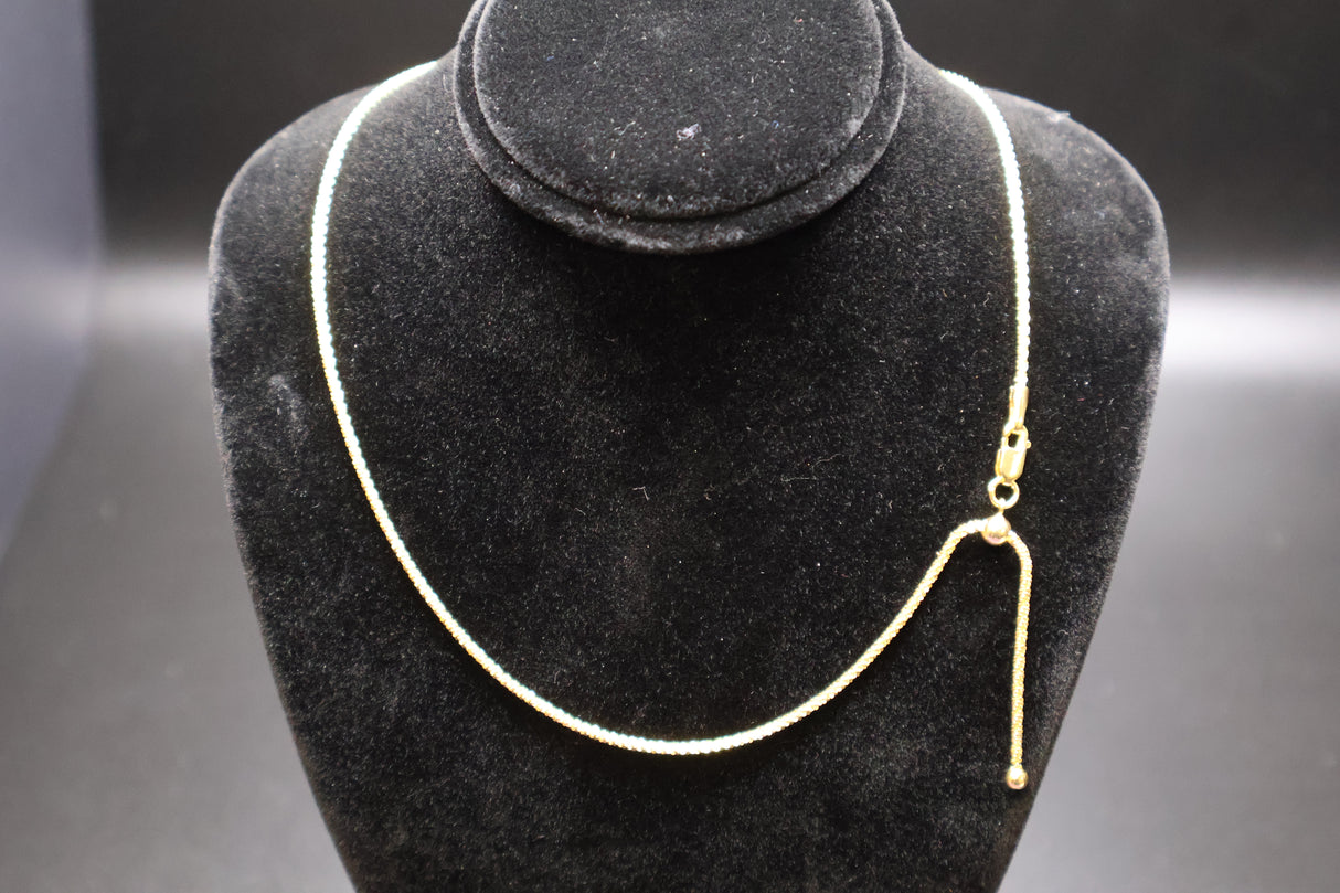 18k Yellow Gold Over Sterling Silver Adjustable Diamond-Cut 1.4mm Twisted Criss-Cross Chain