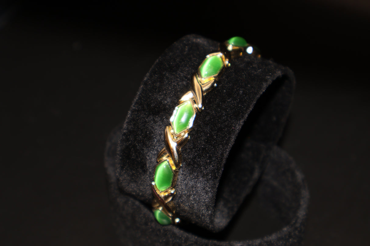 Simulated Green Cats Eye Bracelet