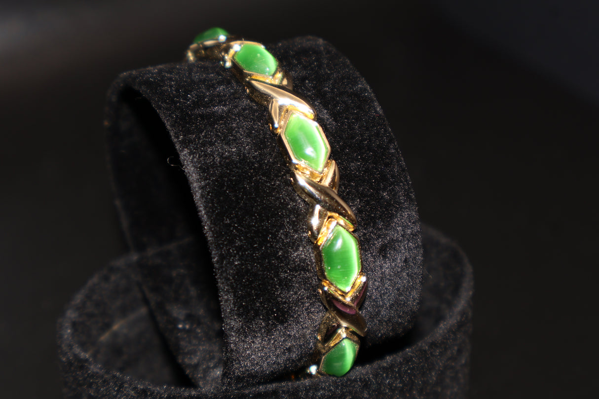 Simulated Green Cats Eye Bracelet