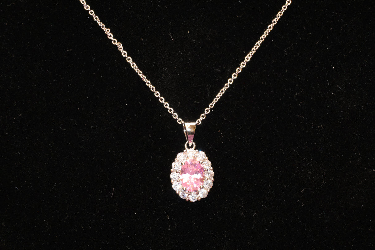 Simulated Pink Diamond Necklace