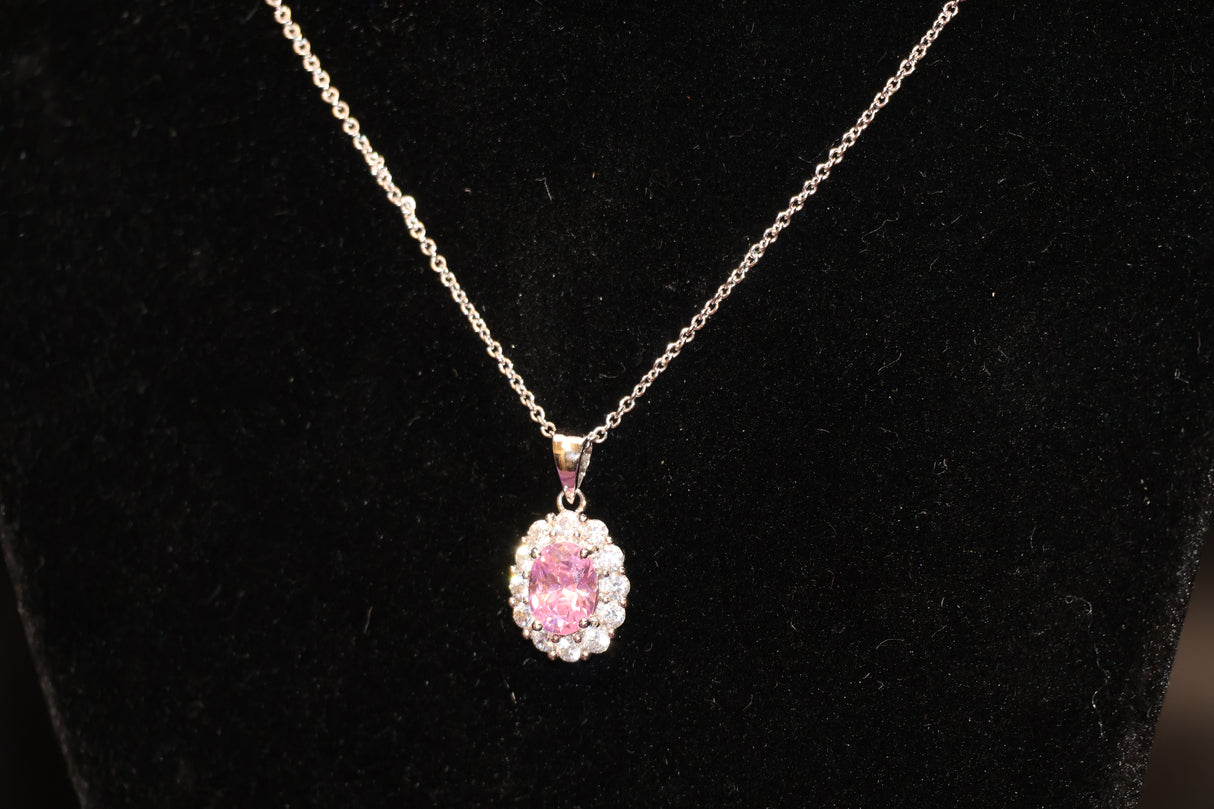 Simulated Pink Diamond Necklace