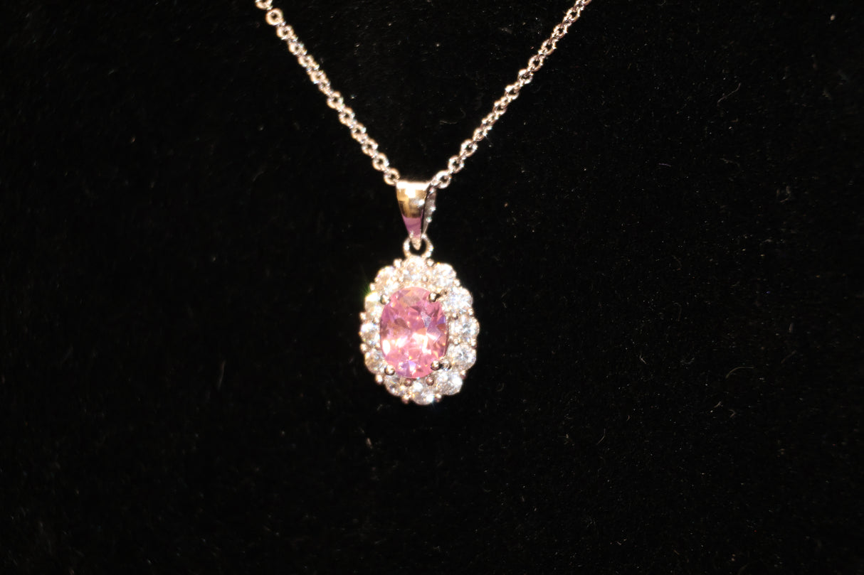 Simulated Pink Diamond Necklace