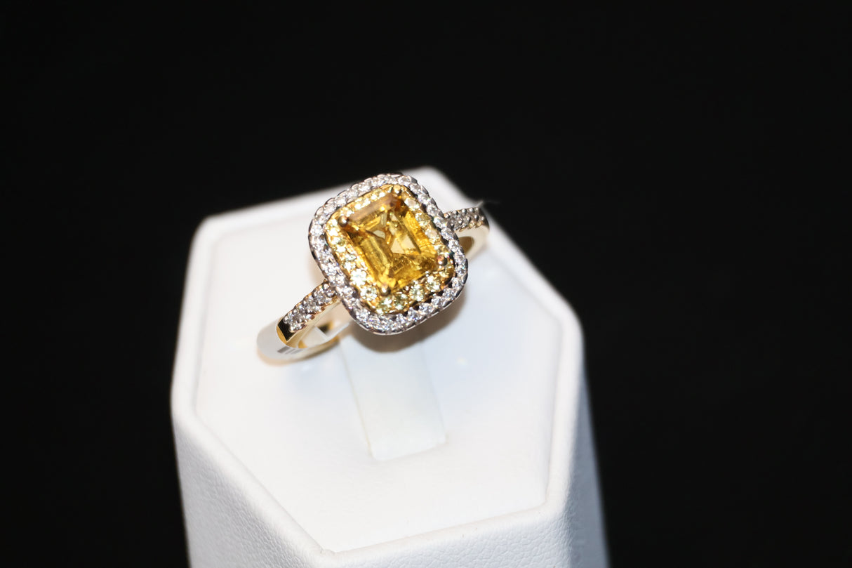 Premium Brazilian Heliodor / Yellow Sapphire / Moissanite Ring