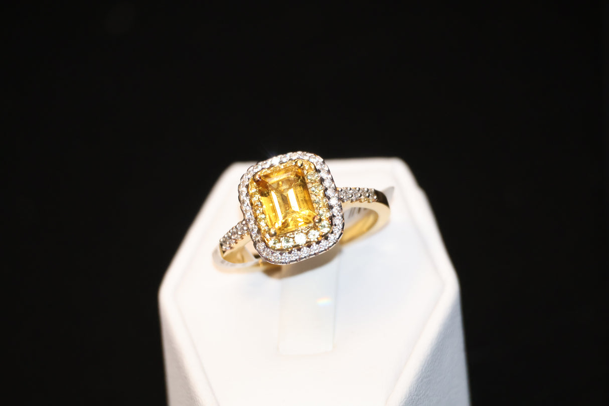 Premium Brazilian Heliodor / Yellow Sapphire / Moissanite Ring