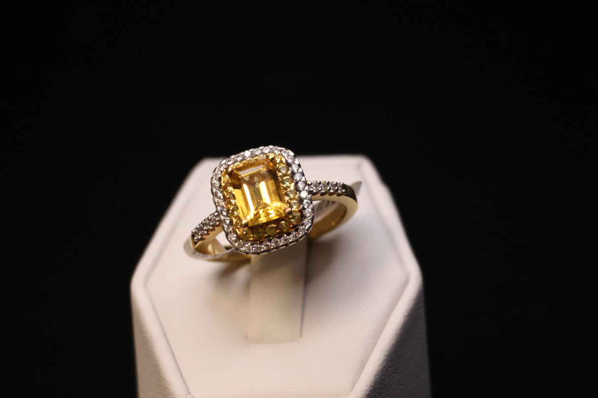 Premium Brazilian Heliodor / Yellow Sapphire / Moissanite Ring