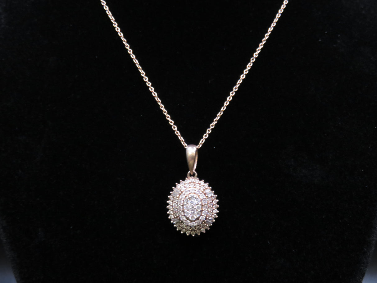 Pink & White Diamond 16"-18" Vermeil Rose Gold over Sterling SIlver 0.50 ctw