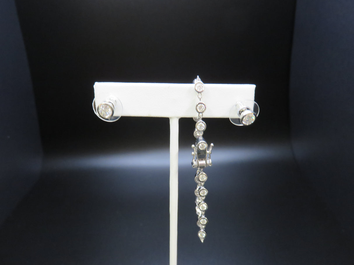 Moissanite Link Bracelet 6.50 inch and Stud Earrings in Rhodium over Sterling Silver 3.15 ctw SET