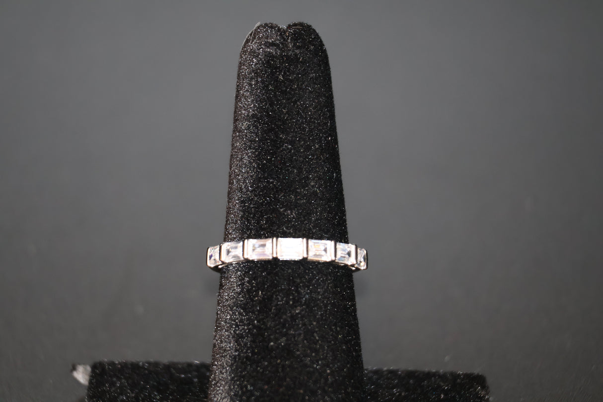 White Cubic Zirconia Platinum over Sterling Silver Ring Size 7