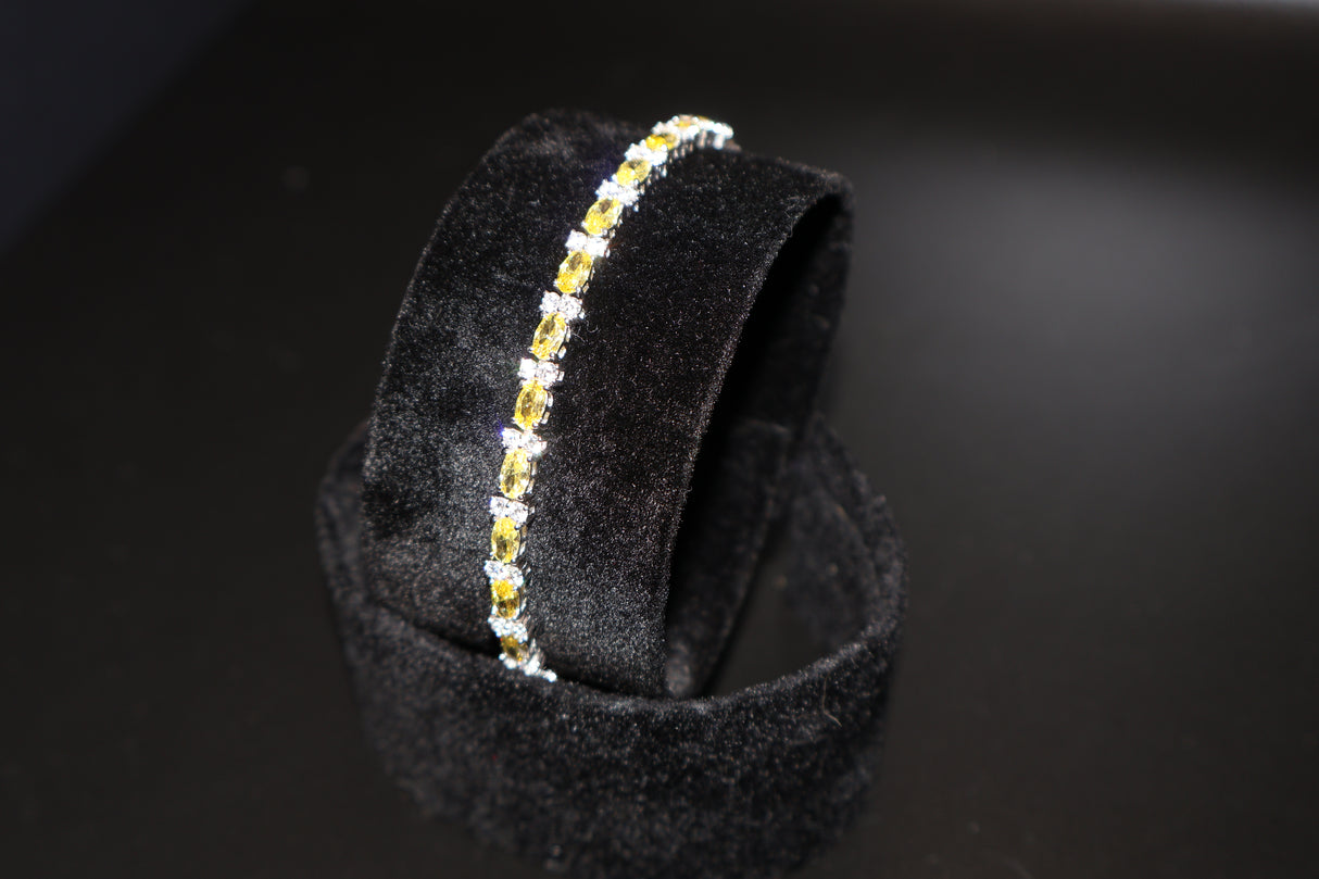 Yellow and White CZ Rhodium Bracelet