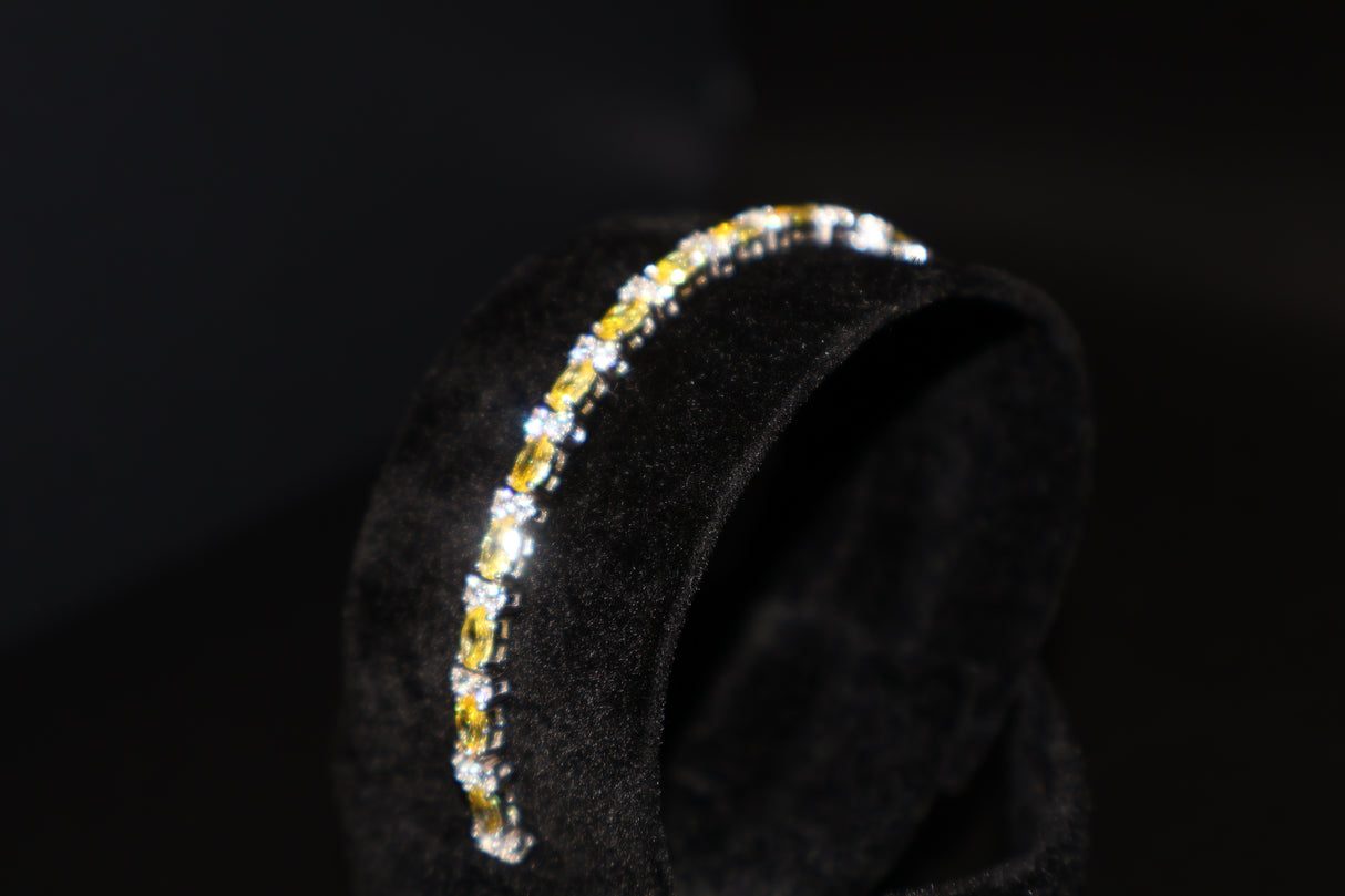 Yellow and White CZ Rhodium Bracelet
