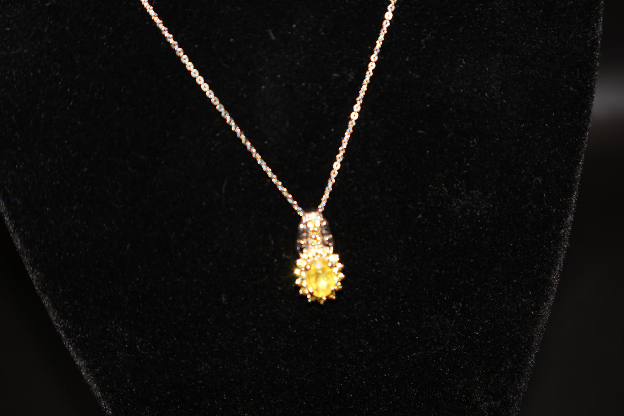 Yellow and White Moissanite Necklace