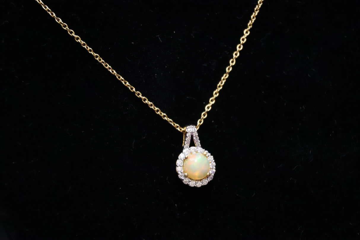 Ethiopian Opal / Moissanite Necklace