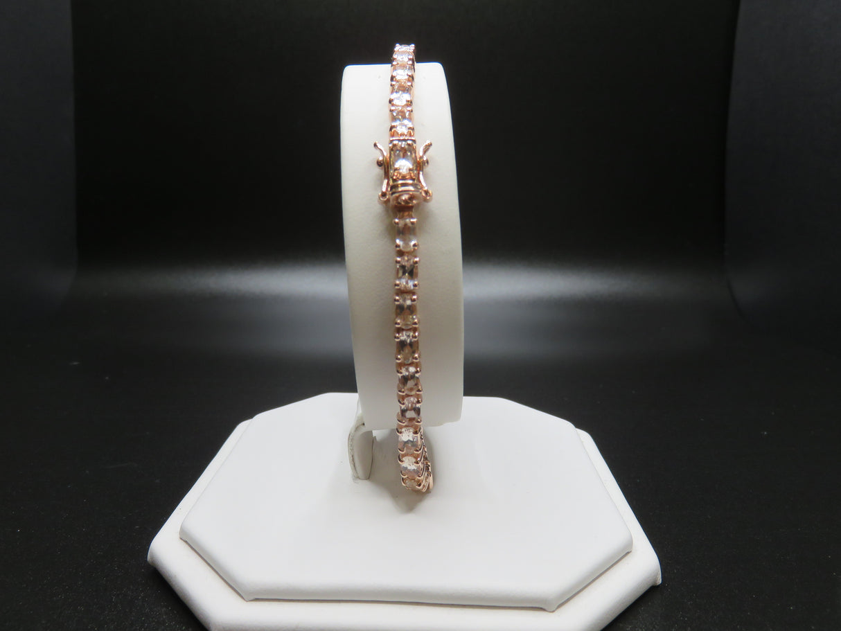 Pink Morganite 18k Rose Gold Over Sterling Silver Tennis Bracelet 5.98 ctw